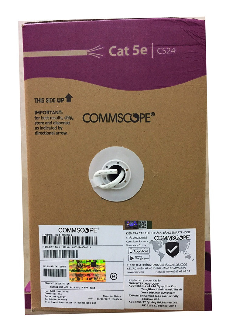 Cáp mạng comscope cat5E mã PN:6-219590-2 chính hãng